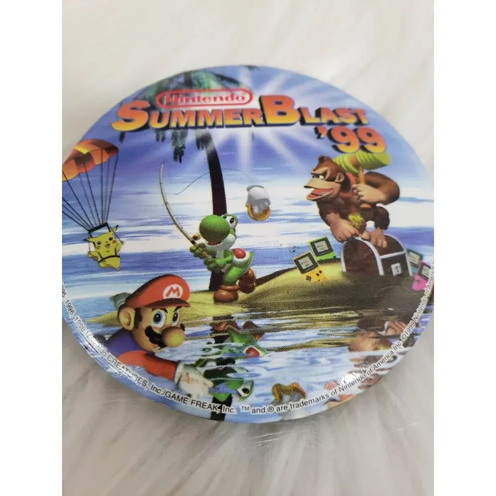 Vtg 1999 Nintendo Summer Blast 99 Pin Store Promo Button Donkey Kong Mario Yoshi